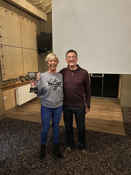 Sara Northover collecting award for Road Race Champion 2022